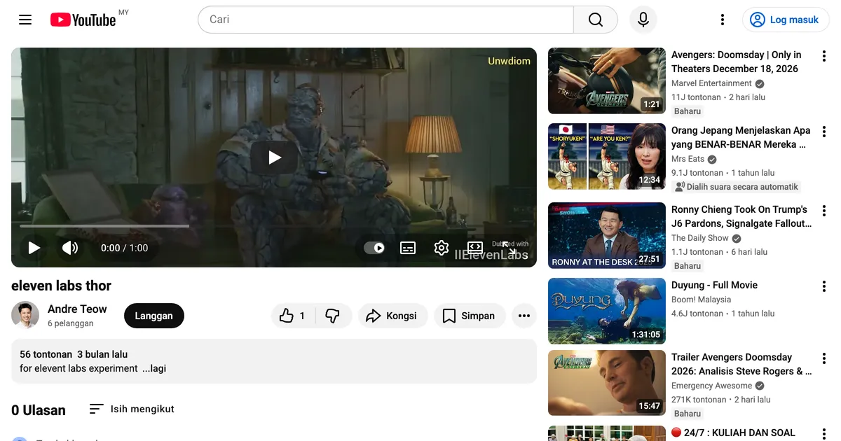 Andre's Eleven Labs Hackathon Entry screenshot