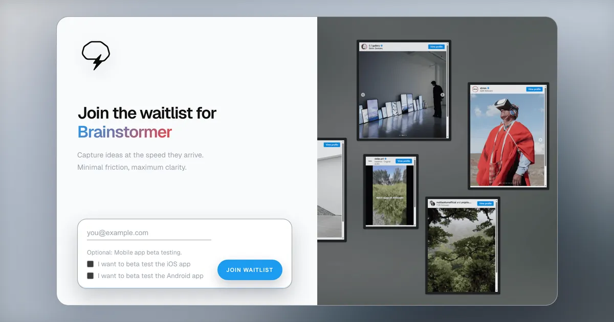 Brainstormer-waitlist screenshot