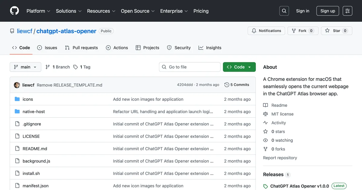 ChatGPT Atlas Opener screenshot