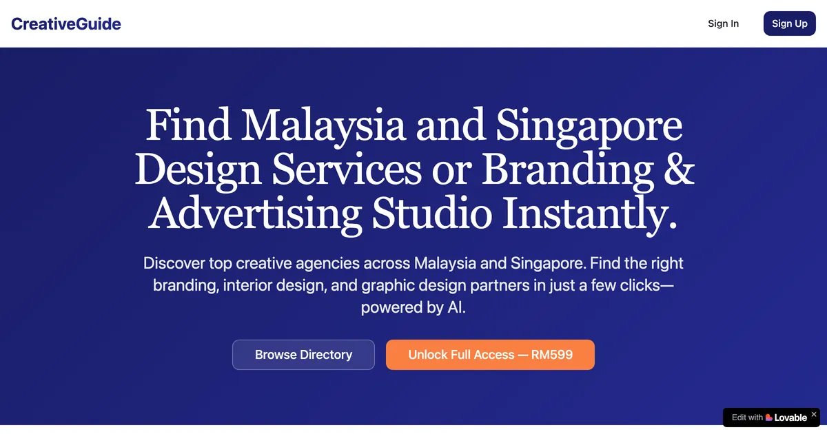 Creative Agency Directory screenshot