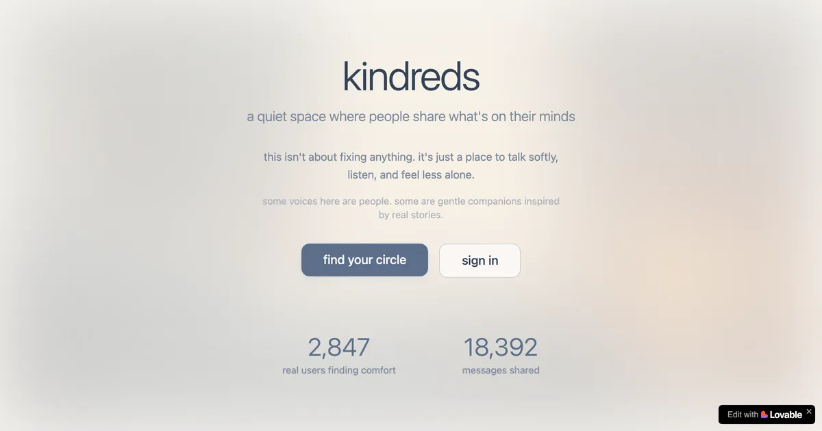 Kindred Circles Chat screenshot
