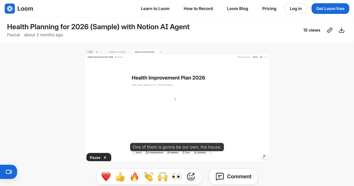 Notion AI Health Planning 2026 screenshot