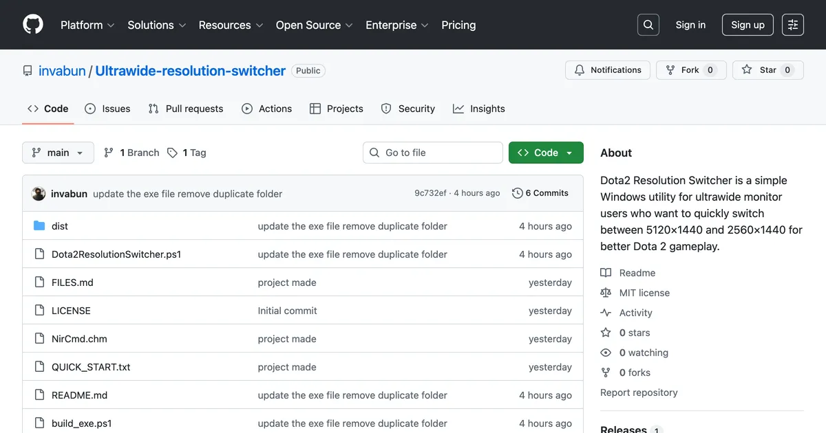 Ultrawide Resolution Switcher screenshot